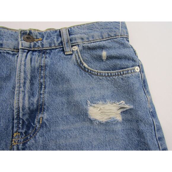 Free People Blue Distressed Denim Mini Skirt Womens 27" Indie Minimalist - Picture 4 of 10